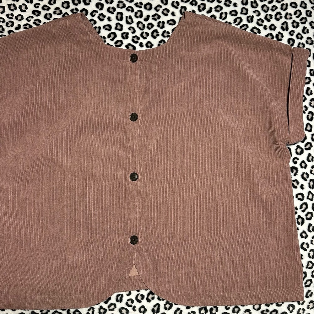 Madewell V-Neck Corduroy Blouse in Mauve - Picture 6 of 6